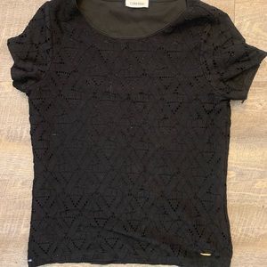 Calvin Klein Black Lace Blouse Size Small